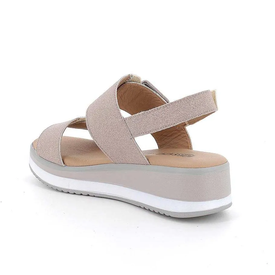 Woman Igi&Co Wedges-Antique Pink Glitter Women'S Wedge Sandals