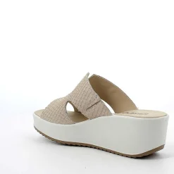 Woman Igi&Co Wedges-Beige Women'S Leather Wedge Sandal