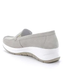 Woman Igi&Co Moccasins And Slip Ons-Beige Women'S Leather Wedge Loafers