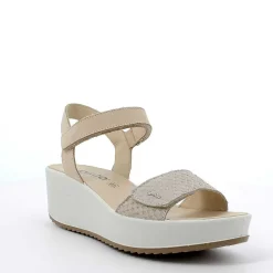Woman Igi&Co Wedges-Beige Women'S Leather Wedge Sandal