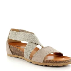 Woman Igi&Co Wedges-Beige Women'S Leather Wedge Sandal