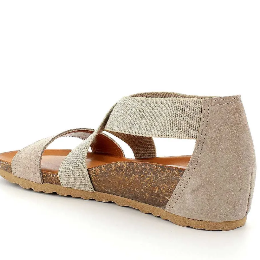 Woman Igi&Co Wedges-Beige Women'S Leather Wedge Sandal