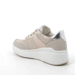 Woman Igi&Co Wedges-Beige-Platinum Women'S Leather Wedge Sneakers