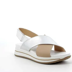Woman Igi&Co Sandals And Flip Flops-Beige-Silver Women'S Leather Sandal