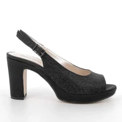 Woman Igi&Co Heeled Shoes-Black Glitter Women'S Heeled And Platform Sandals