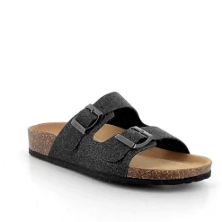 Woman Igi&Co Sandals And Flip Flops-Black Glitter Women'S Leather Sandals