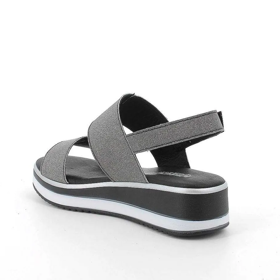 Woman Igi&Co Wedges-Black Glitter Women'S Wedge Sandals