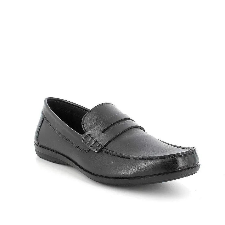Man Igi&Co Moccasins And Flat Shoes-Black Men'S Leather Loafers