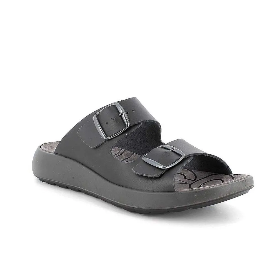 Man Igi&Co Eco-Sustainable Shoes-Black Men'S Leather Sandals
