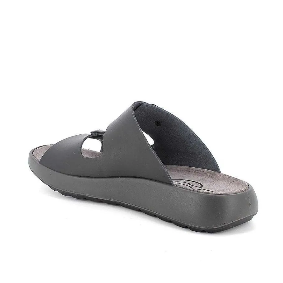 Man Igi&Co Eco-Sustainable Shoes-Black Men'S Leather Sandals