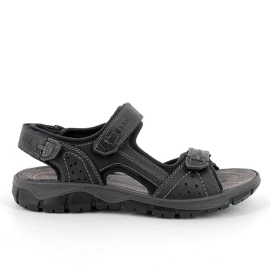 Man Igi&Co Sandals-Black Men'S Leather Sandals