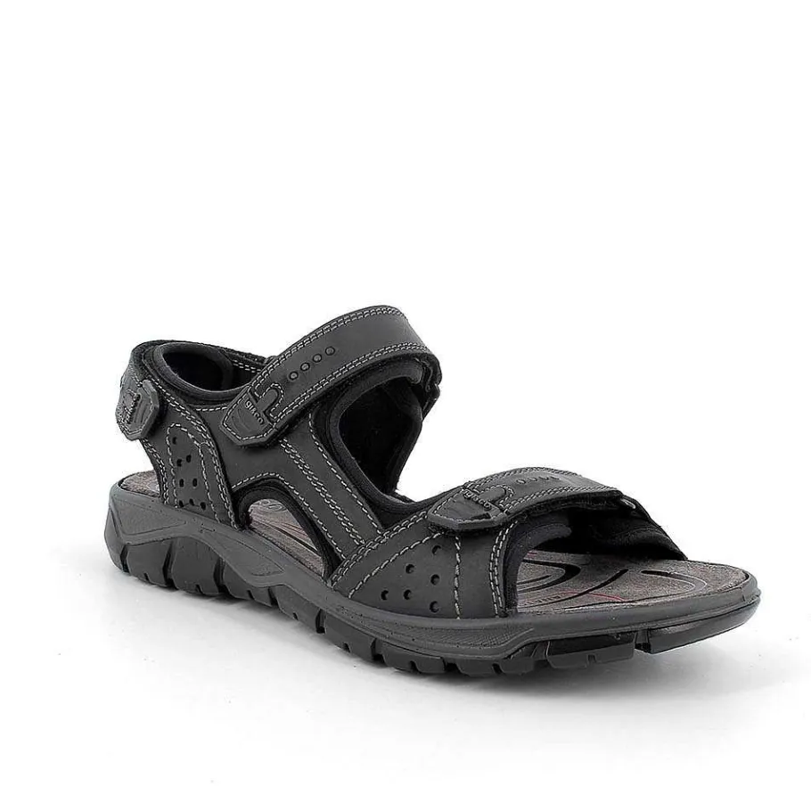 Man Igi&Co Sandals-Black Men'S Leather Sandals