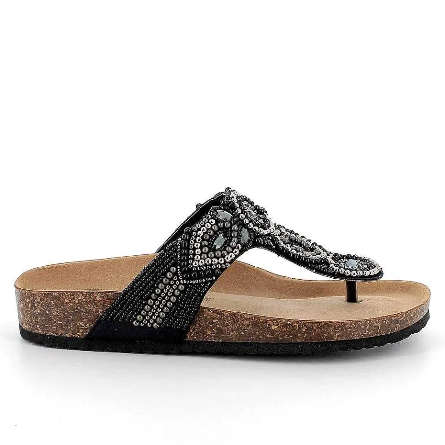 Woman Igi&Co Sandals And Flip Flops-Black Women'S Flip-Flop Sandals