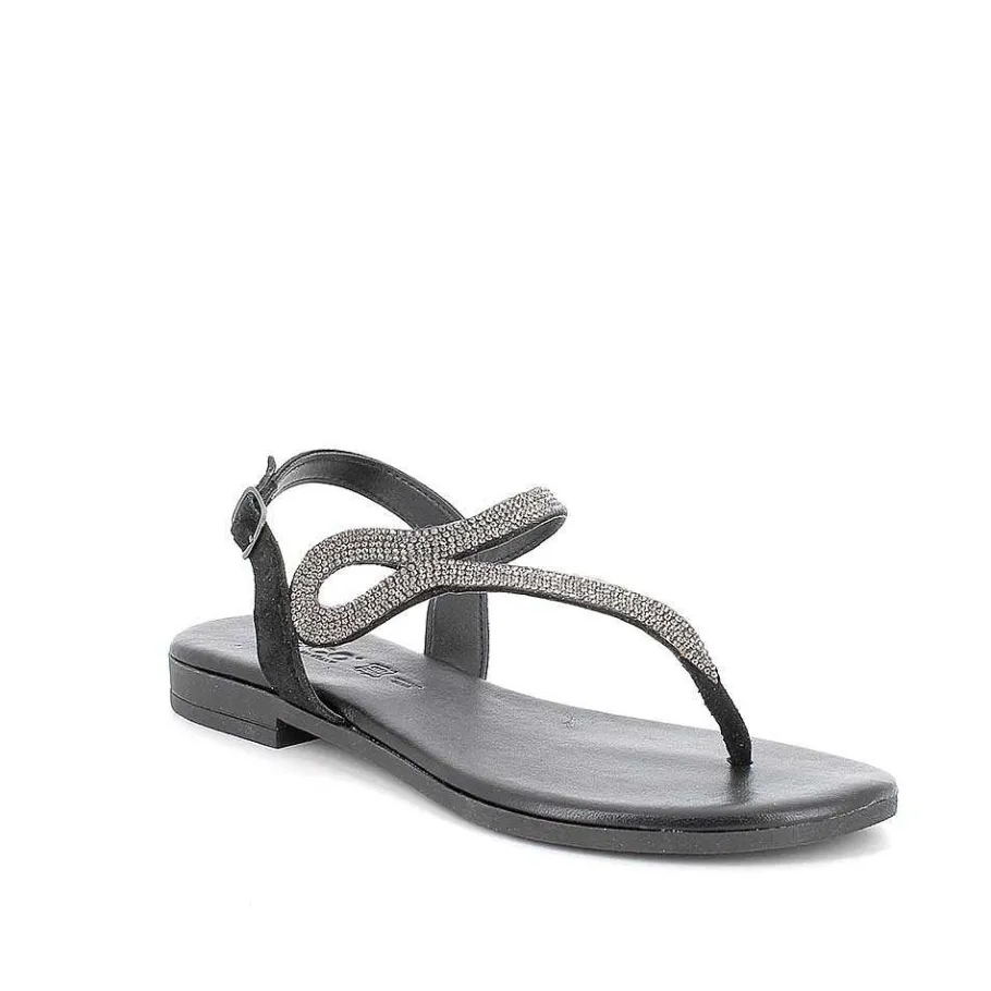 Woman Igi&Co Sandals And Flip Flops-Black Women'S Leather Flip Flop Sandals