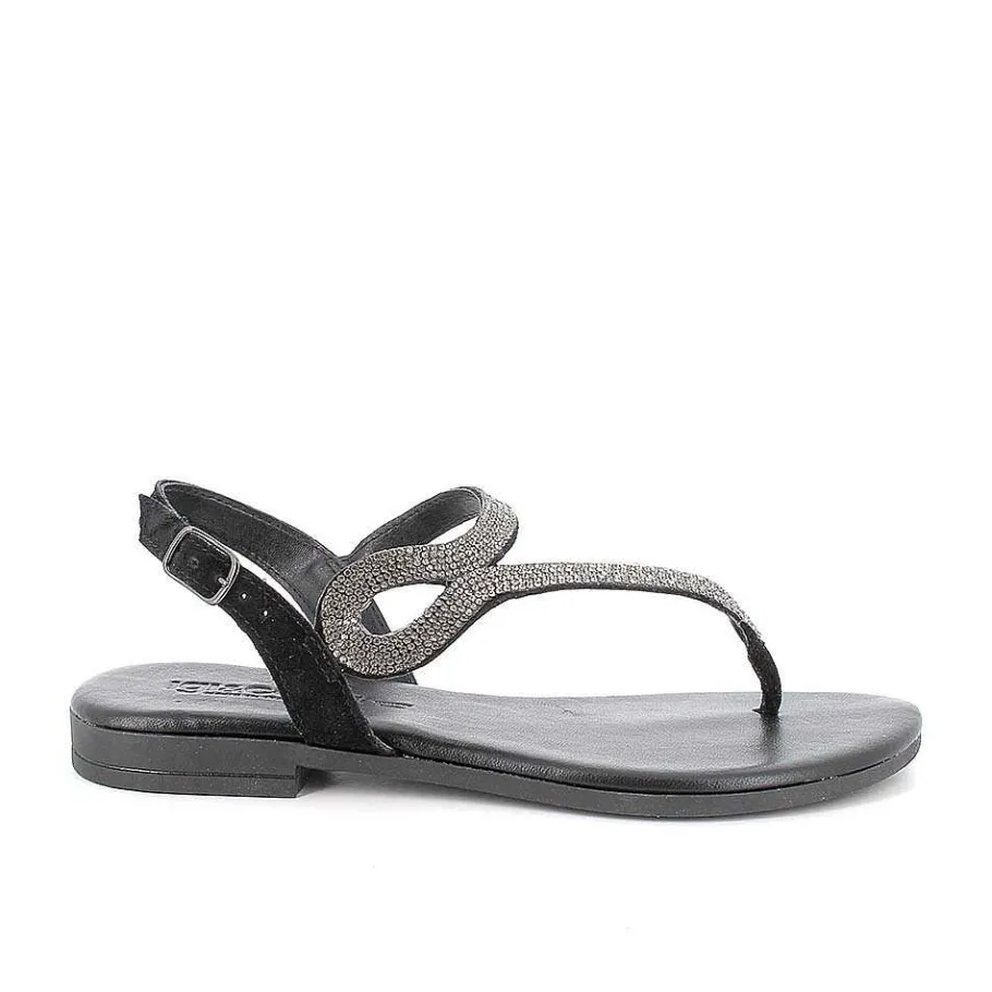 Woman Igi&Co Sandals And Flip Flops-Black Women'S Leather Flip Flop Sandals