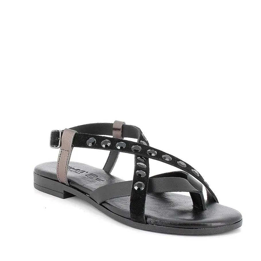 Woman Igi&Co Sandals And Flip Flops-Black Women'S Leather Flip Flop Sandals