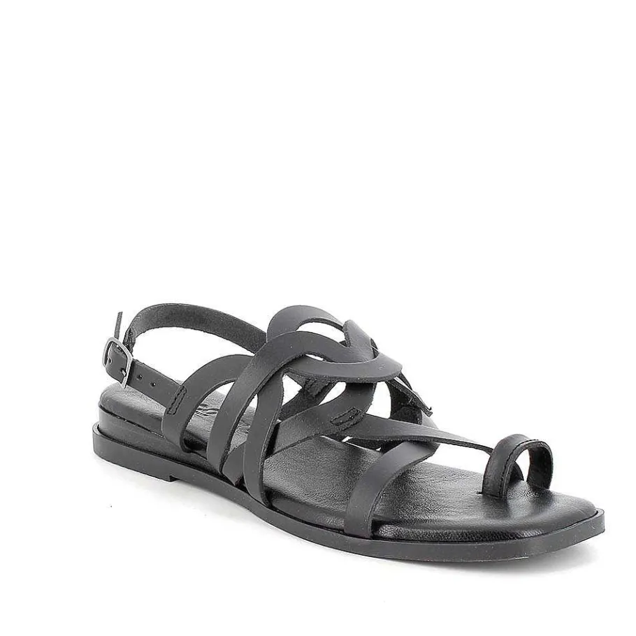 Woman Igi&Co Sandals And Flip Flops-Black Women'S Leather Flip Flop Sandals