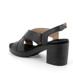 Woman Igi&Co Heeled Shoes-Black Women'S Leather Heeled Sandals