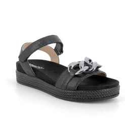 Woman Igi&Co Sandals And Flip Flops-Black Women'S Leather Sandals