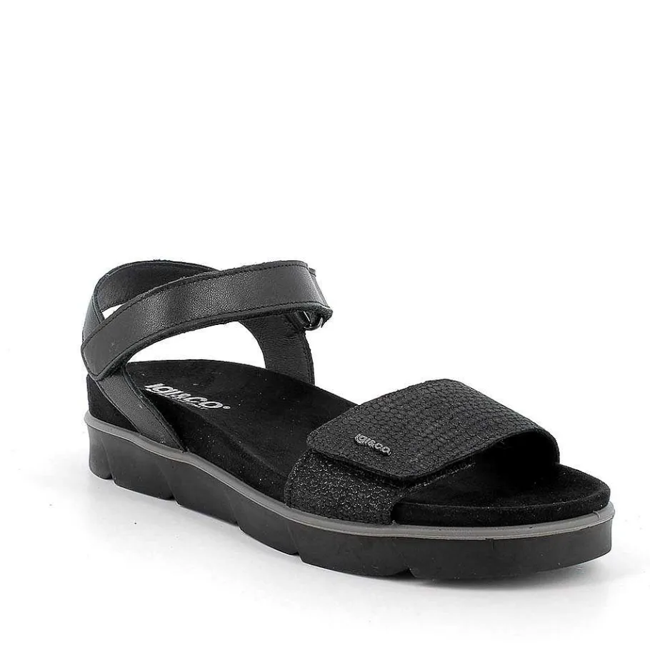 Woman Igi&Co Sandals And Flip Flops-Black Women'S Leather Sandals
