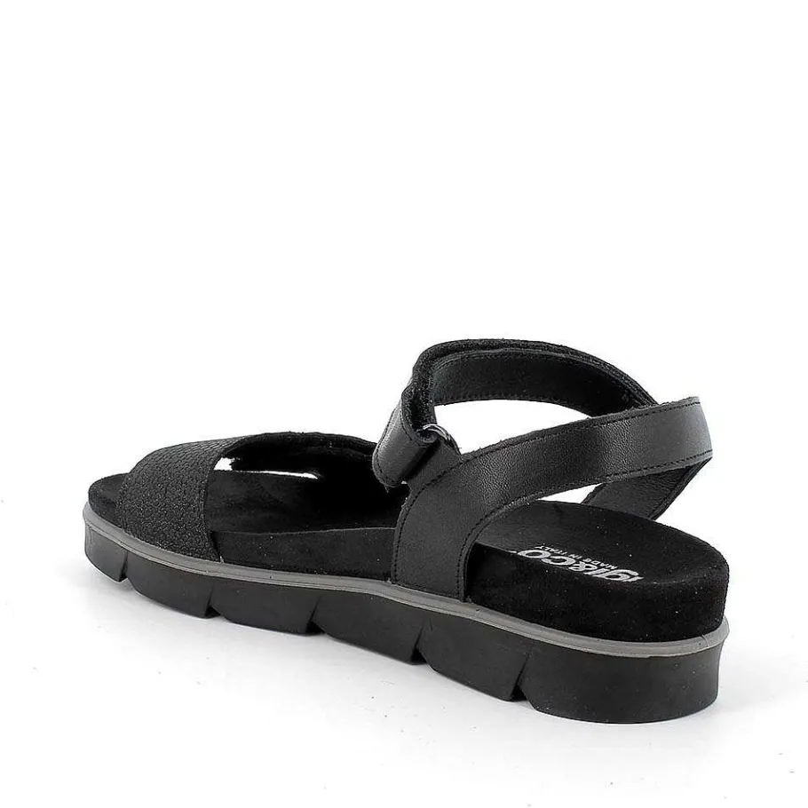 Woman Igi&Co Sandals And Flip Flops-Black Women'S Leather Sandals