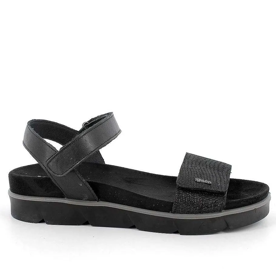 Woman Igi&Co Sandals And Flip Flops-Black Women'S Leather Sandals