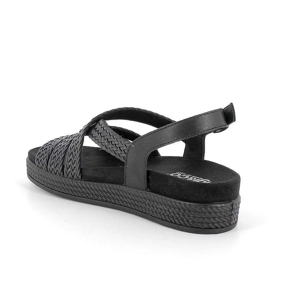 Woman Igi&Co Sandals And Flip Flops-Black Women'S Leather Sandals