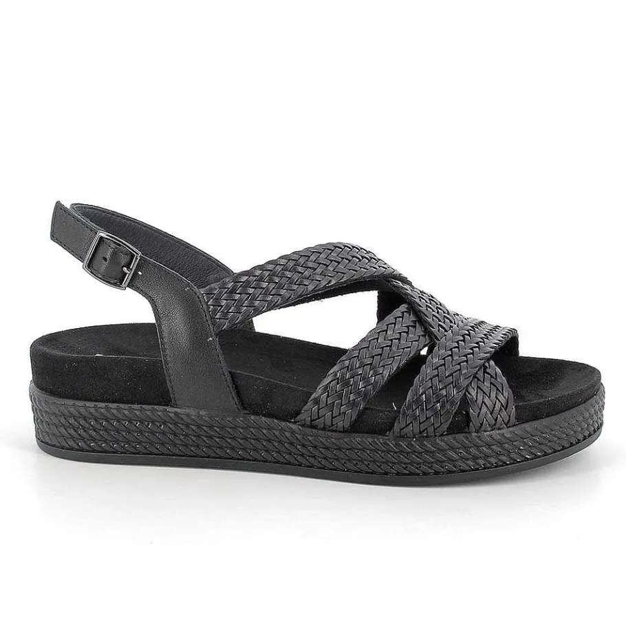 Woman Igi&Co Sandals And Flip Flops-Black Women'S Leather Sandals