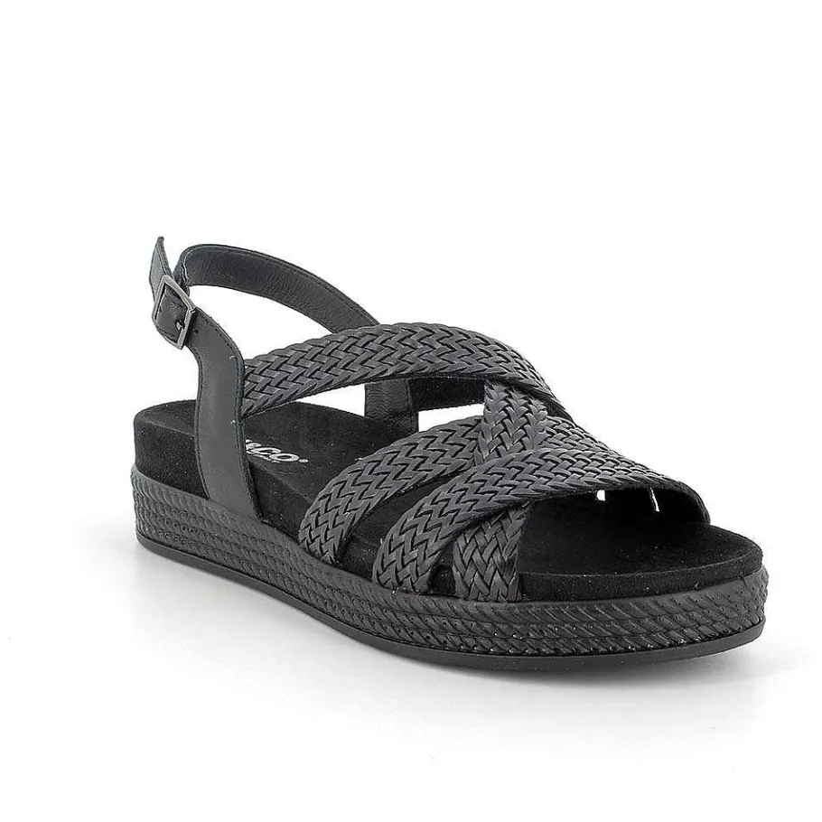 Woman Igi&Co Sandals And Flip Flops-Black Women'S Leather Sandals
