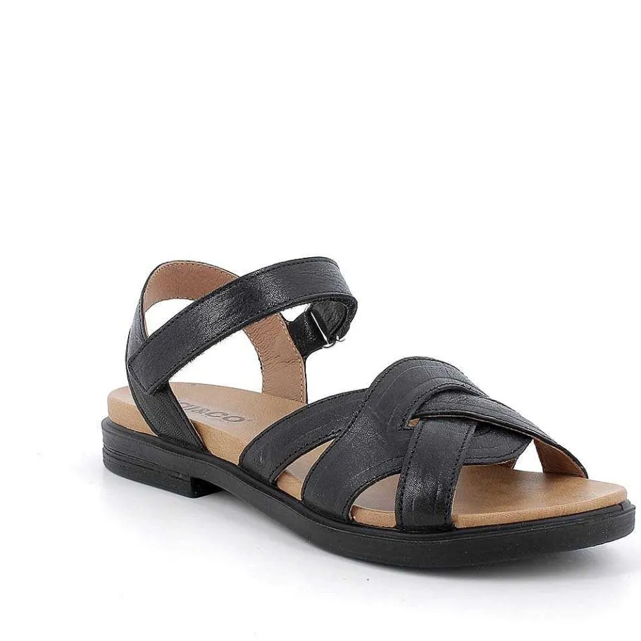 Woman Igi&Co Sandals And Flip Flops-Black Women'S Leather Sandals