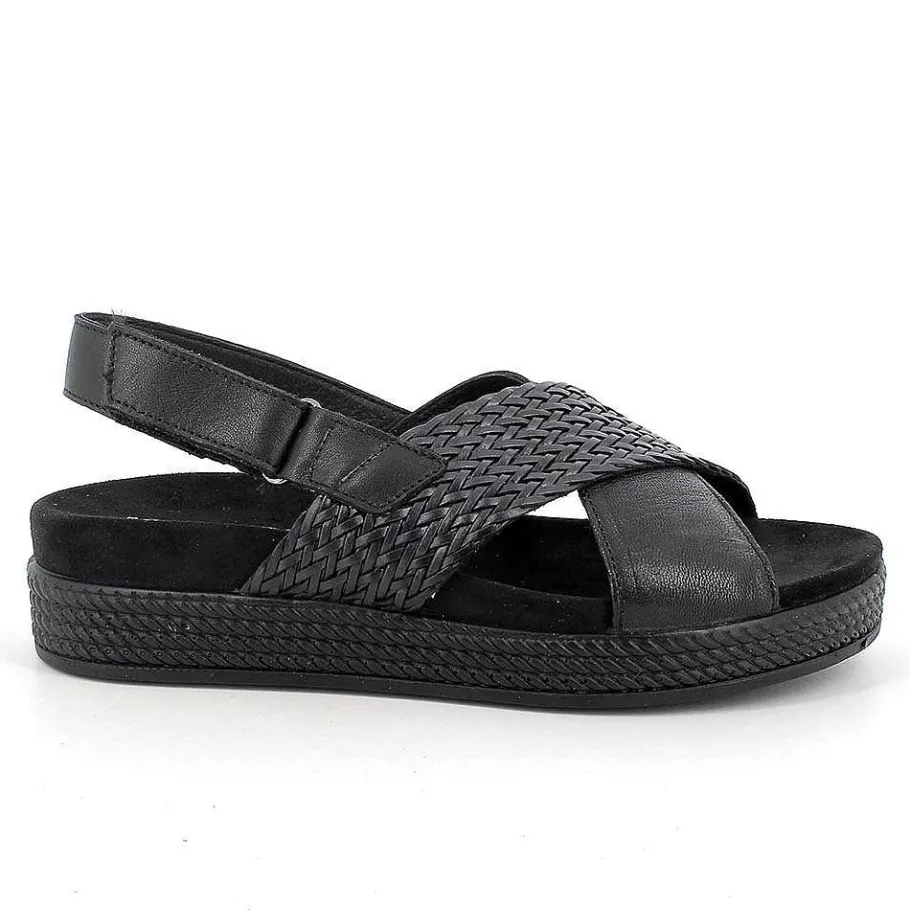Woman Igi&Co Sandals And Flip Flops-Black Women'S Leather Sandals