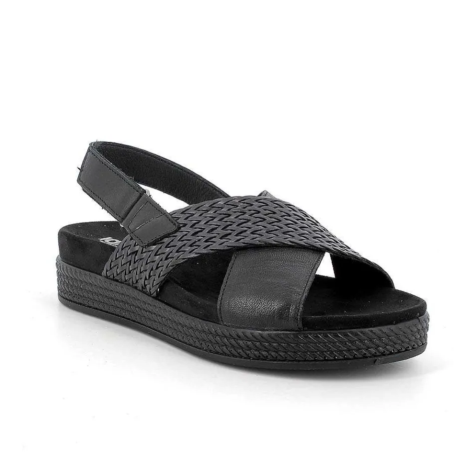 Woman Igi&Co Sandals And Flip Flops-Black Women'S Leather Sandals