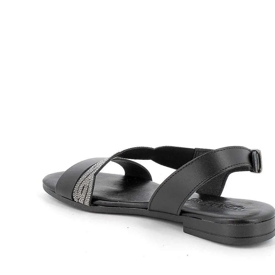 Woman Igi&Co Sandals And Flip Flops-Black Women'S Leather Sandals