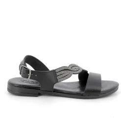 Woman Igi&Co Sandals And Flip Flops-Black Women'S Leather Sandals