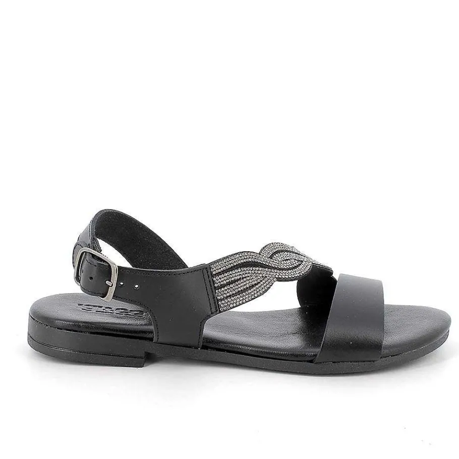 Woman Igi&Co Sandals And Flip Flops-Black Women'S Leather Sandals