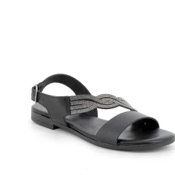 Woman Igi&Co Sandals And Flip Flops-Black Women'S Leather Sandals