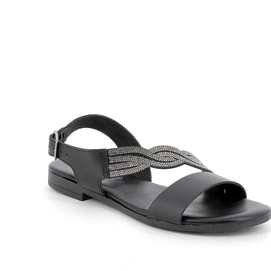 Woman Igi&Co Sandals And Flip Flops-Black Women'S Leather Sandals