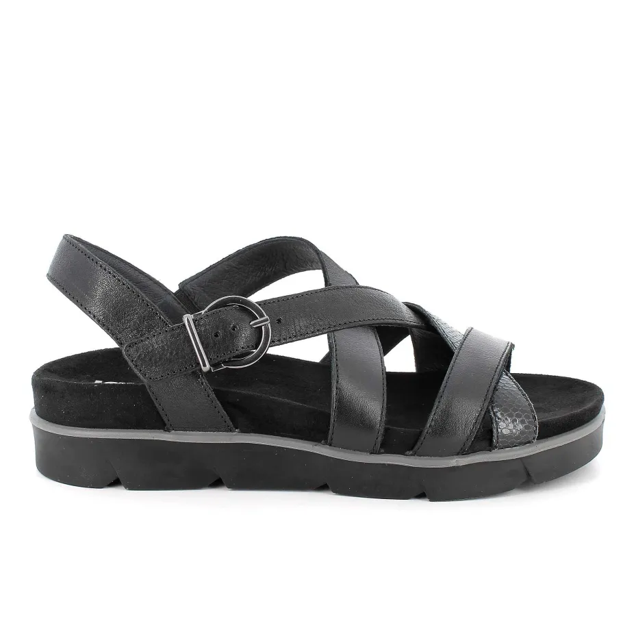 Woman Igi&Co Sandals And Flip Flops-Black Women'S Leather Sandals