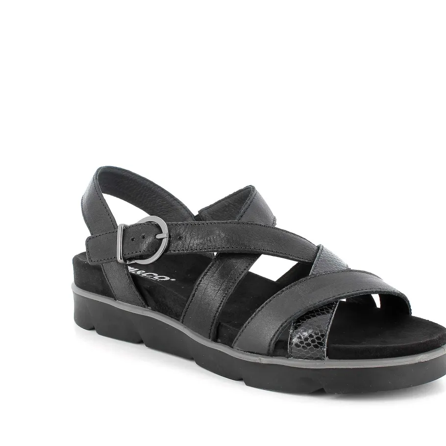 Woman Igi&Co Sandals And Flip Flops-Black Women'S Leather Sandals