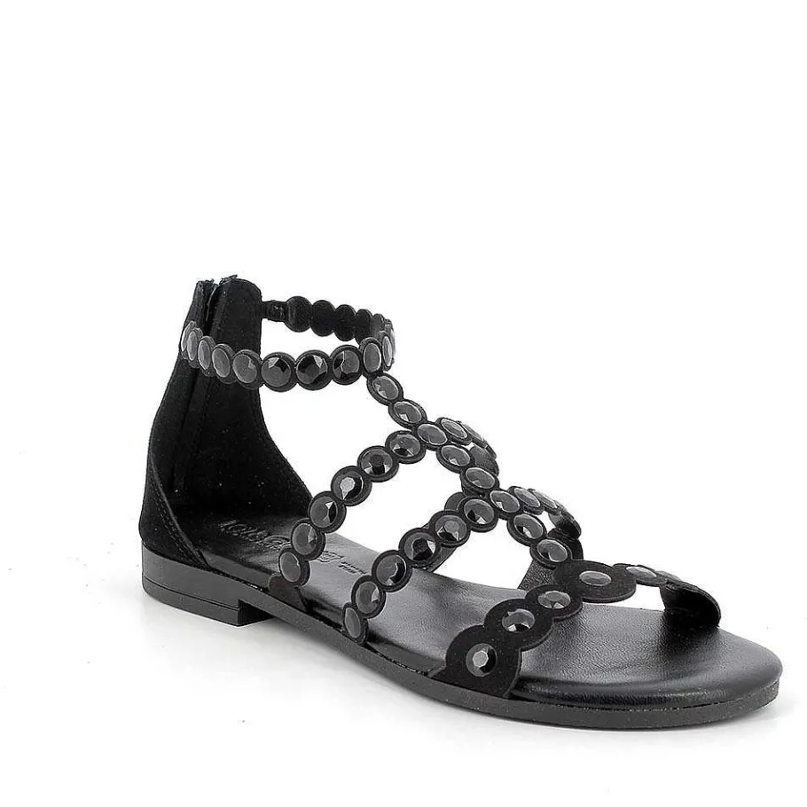 Woman Igi&Co Sandals And Flip Flops-Black Women'S Leather Sandals