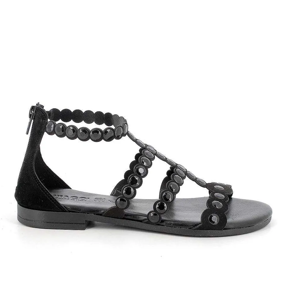 Woman Igi&Co Sandals And Flip Flops-Black Women'S Leather Sandals