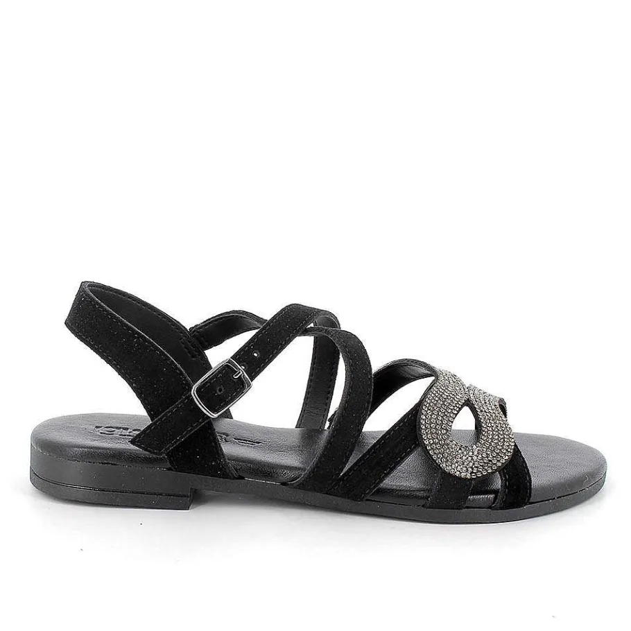 Woman Igi&Co Sandals And Flip Flops-Black Women'S Leather Sandals