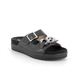 Woman Igi&Co Sandals And Flip Flops-Black Women'S Leather Sandals