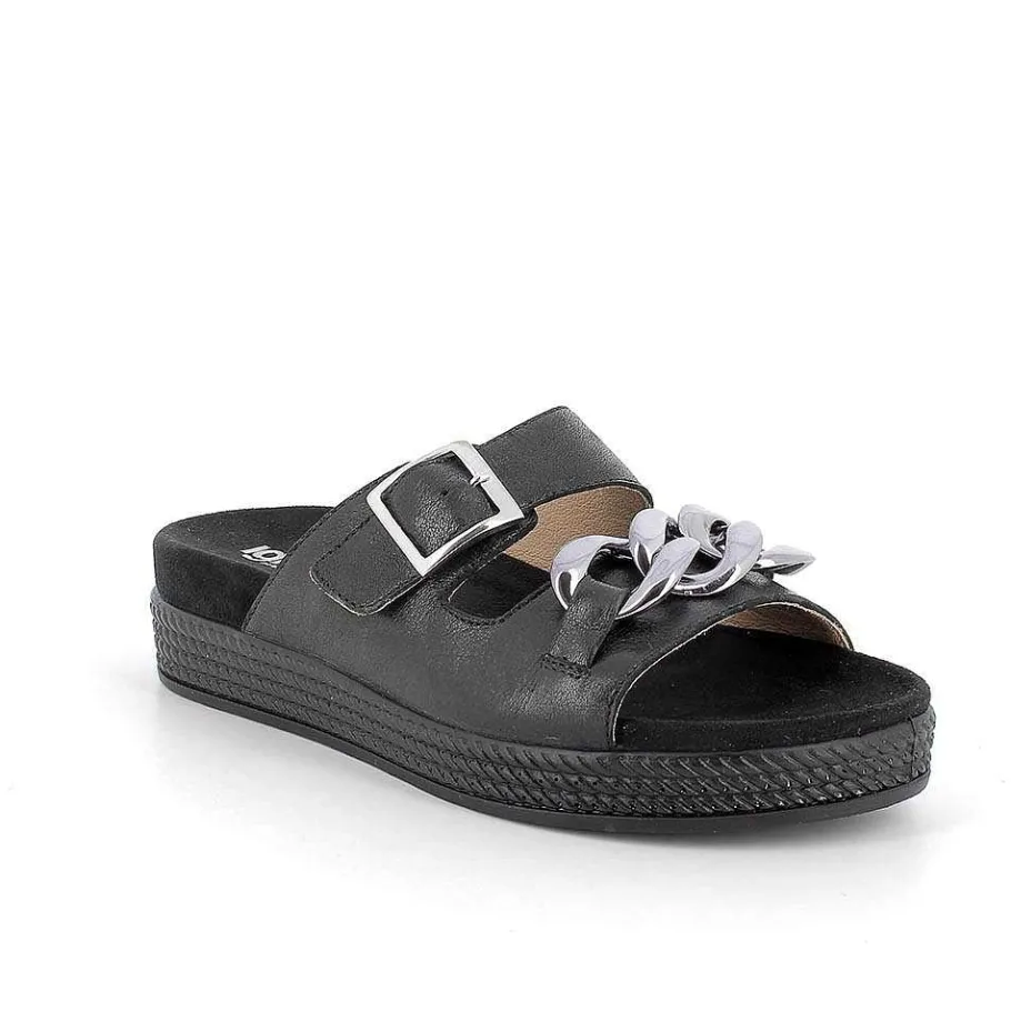 Woman Igi&Co Sandals And Flip Flops-Black Women'S Leather Sandals