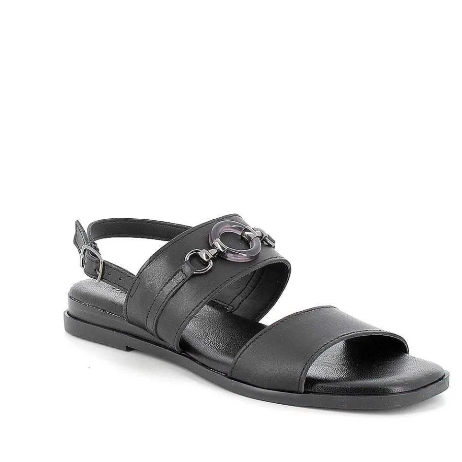 Woman Igi&Co Sandals And Flip Flops-Black Women'S Leather Sandals