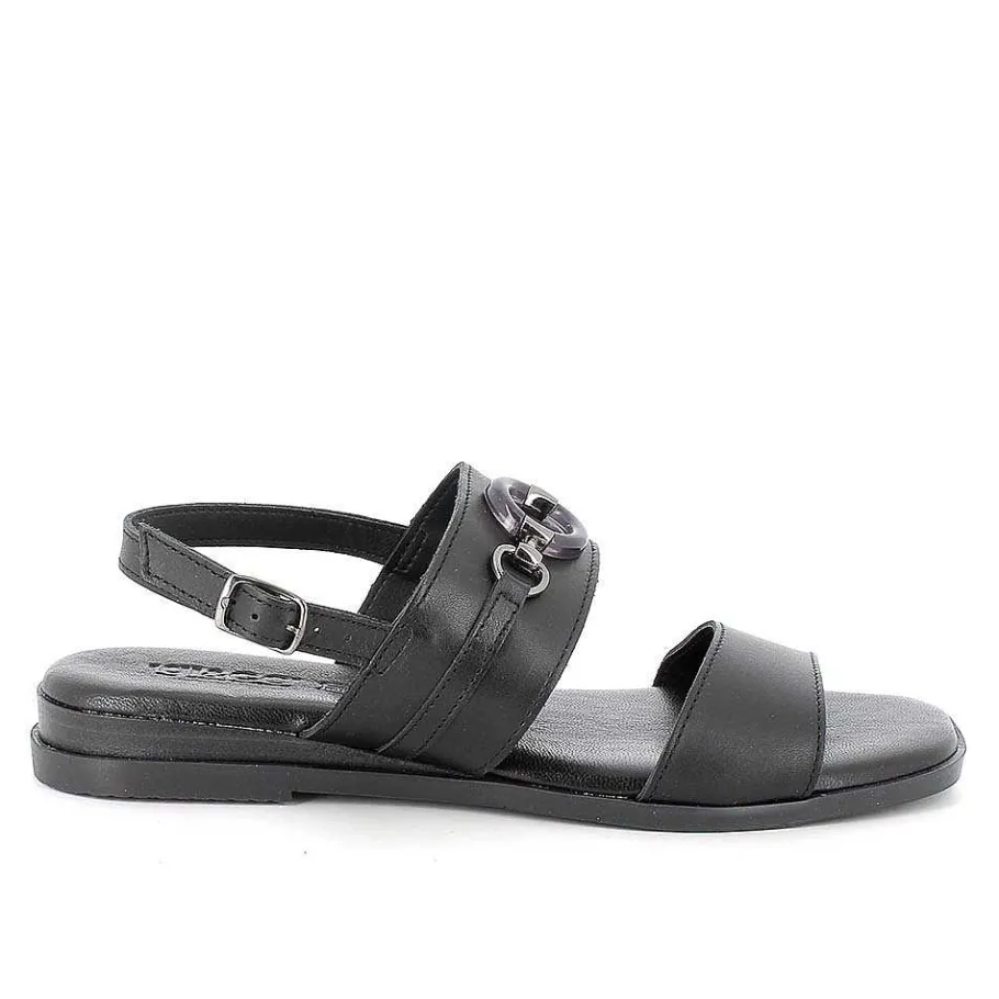 Woman Igi&Co Sandals And Flip Flops-Black Women'S Leather Sandals