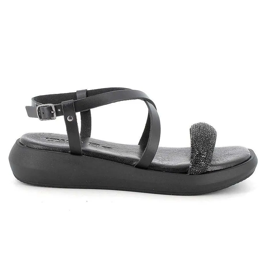 Woman Igi&Co Sandals And Flip Flops-Black Women'S Leather Sandals