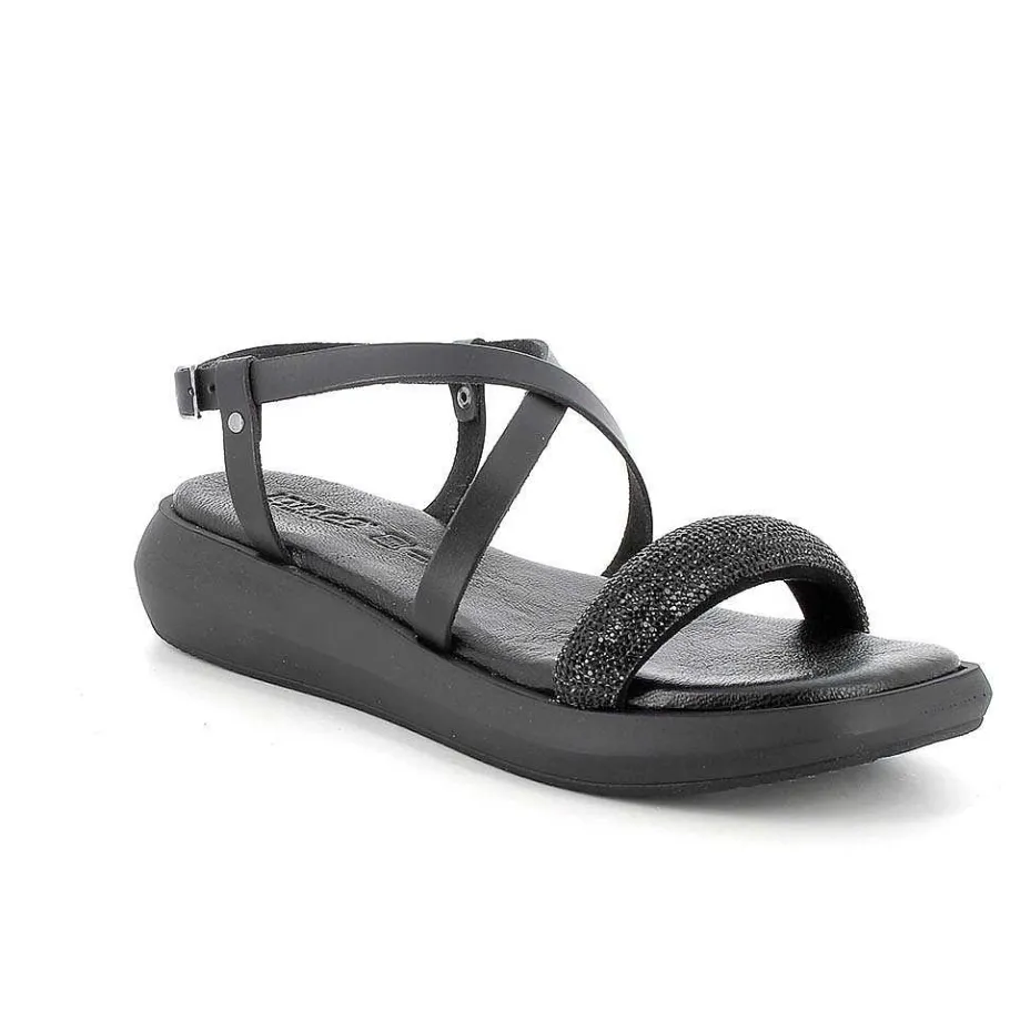 Woman Igi&Co Sandals And Flip Flops-Black Women'S Leather Sandals