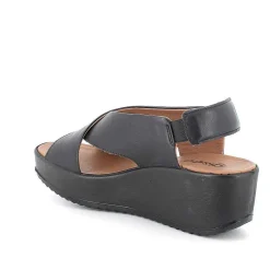 Woman Igi&Co Wedges-Black Women'S Leather Wedge Sandals