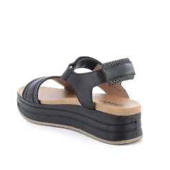 Woman Igi&Co Wedges-Black Women'S Leather Wedge Sandals